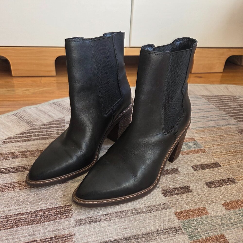 Crown Vintage Pimmy Bootie Black Leather Ankle Boot Women’s Size 7.5 Wide WC